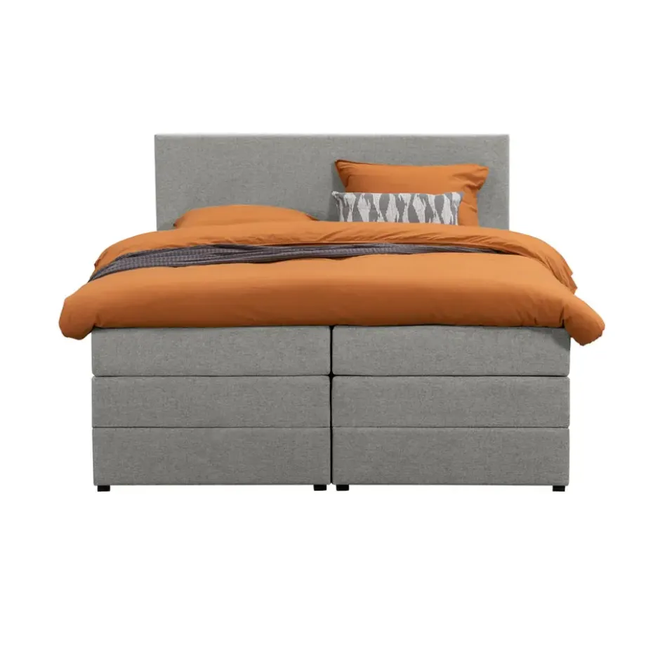 Boxspring met opbergruimte Liv egaal - lichtgrijs - 140x200 cm