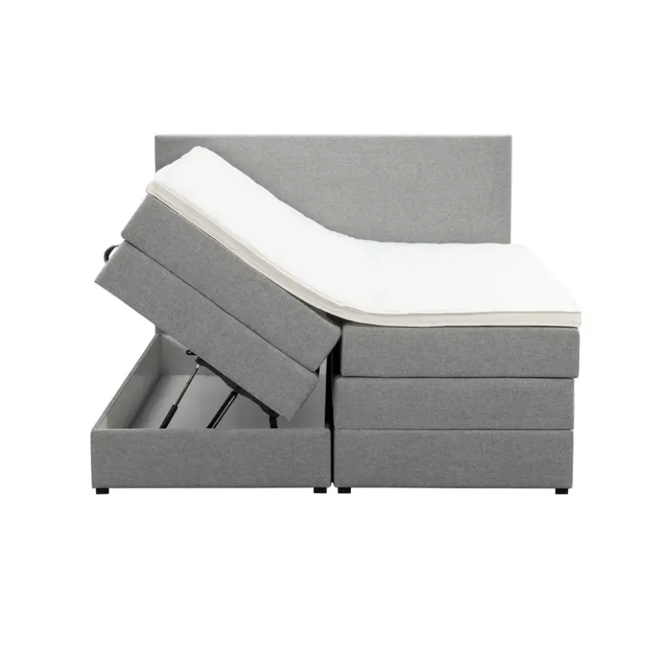 Boxspring met opbergruimte Liv egaal - lichtgrijs - 140x200 cm