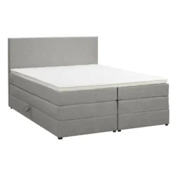 Boxspring met opbergruimte Liv egaal - lichtgrijs - 140x200 cm