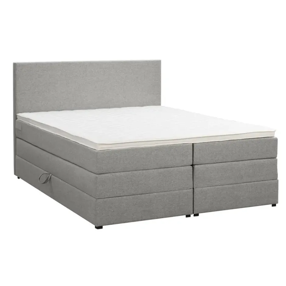 Boxspring met opbergruimte Liv egaal - lichtgrijs - 140x200 cm