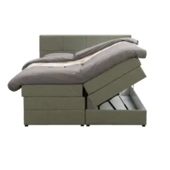 Boxspring met opbergruimte Liv geblokt - groen - 140x200 cm