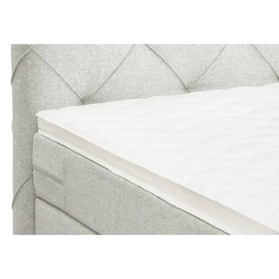 Boxspring met opbergruimte Liv geruit - ecru - 140x200 cm