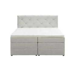 Boxspring met opbergruimte Liv geruit - ecru - 140x200 cm