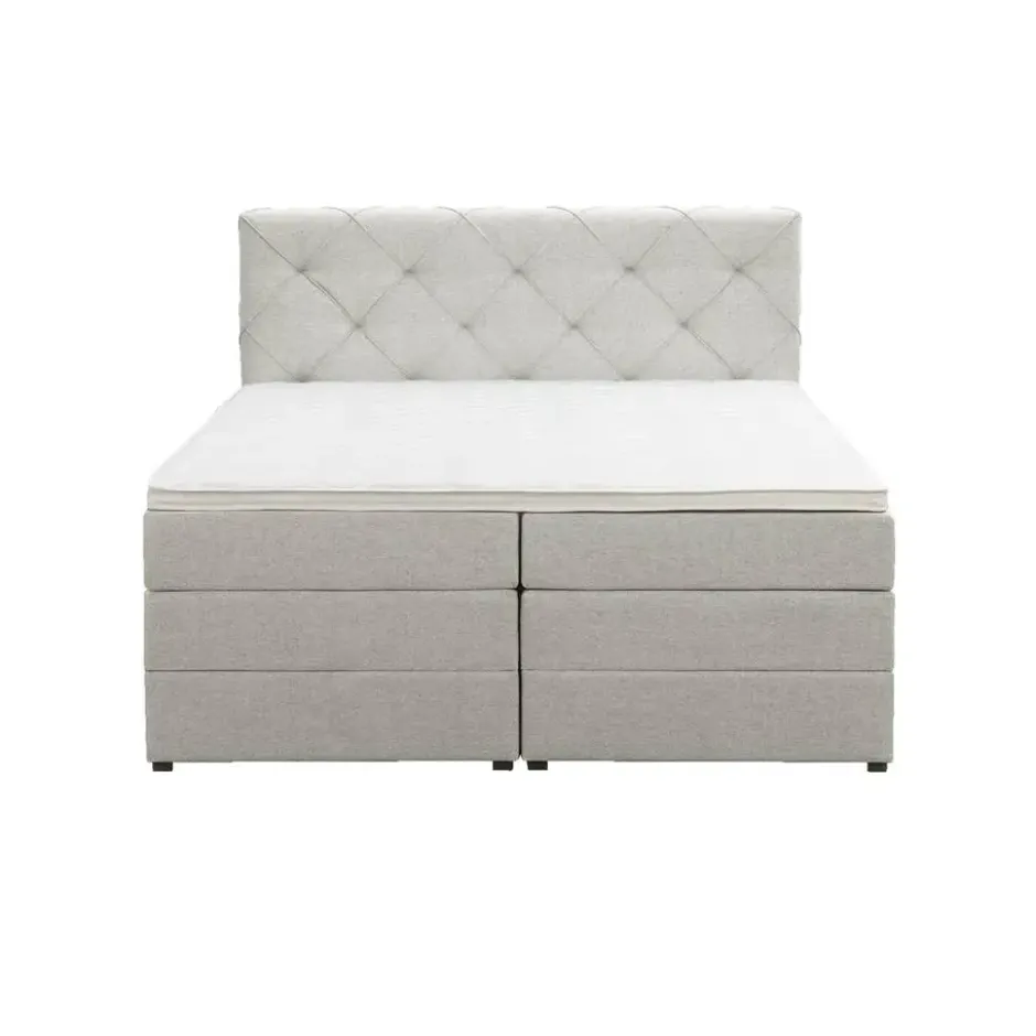 Boxspring met opbergruimte Liv geruit - ecru - 140x200 cm