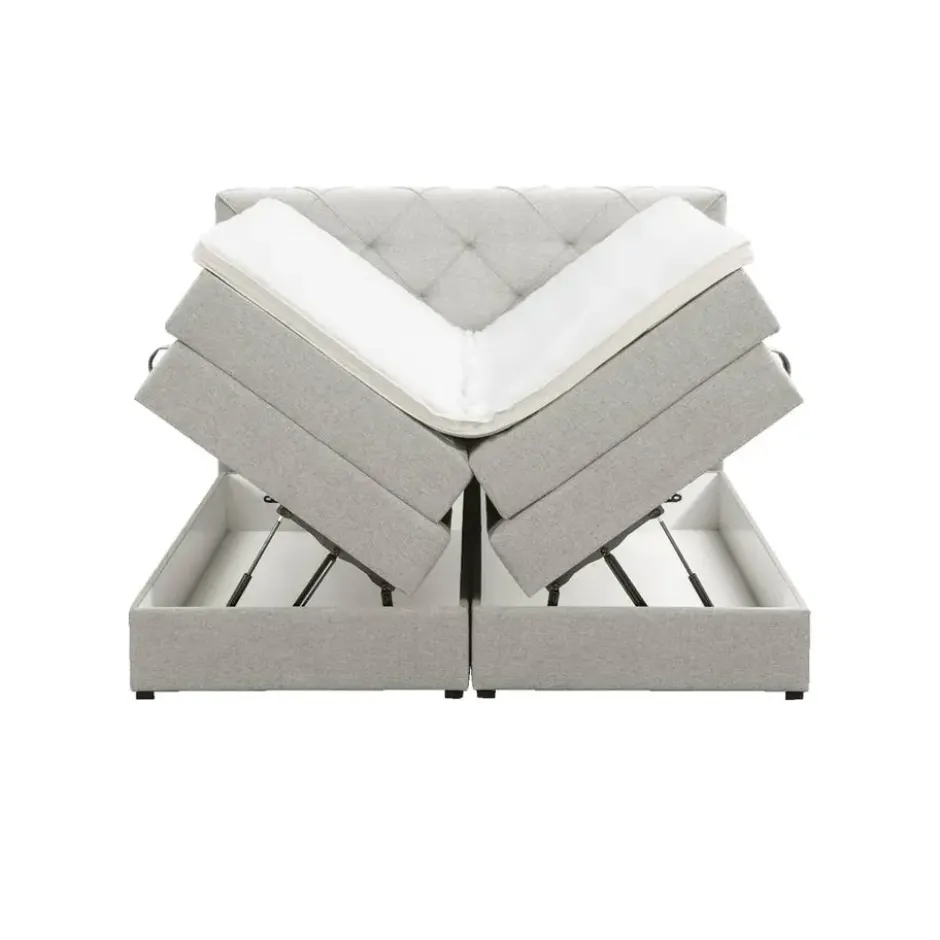 Boxspring met opbergruimte Liv geruit - ecru - 140x200 cm