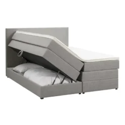Boxspring met opbergruimte Liv egaal - lichtgrijs - 160x200 cm