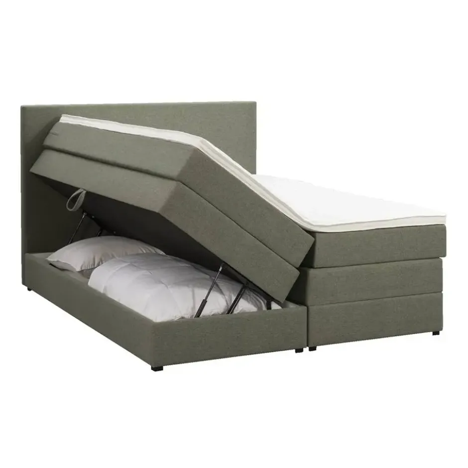Boxspring met opbergruimte Liv egaal - groen - 140x200 cm