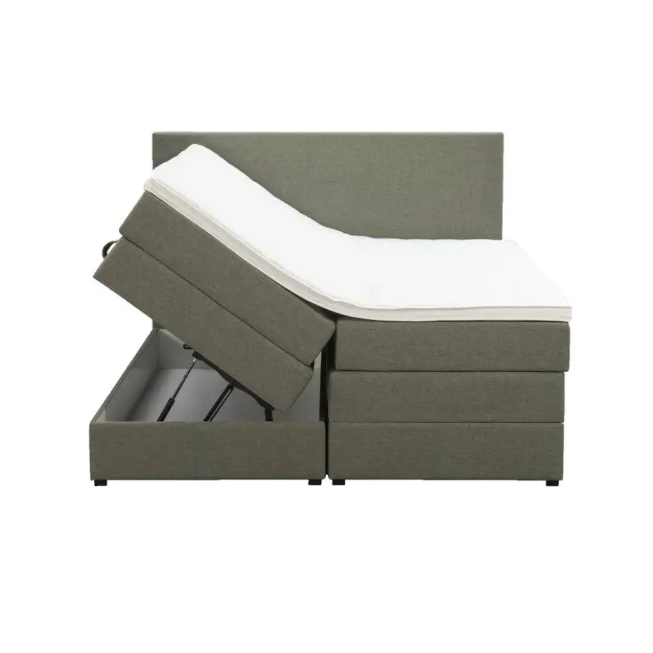 Boxspring met opbergruimte Liv egaal - groen - 140x200 cm