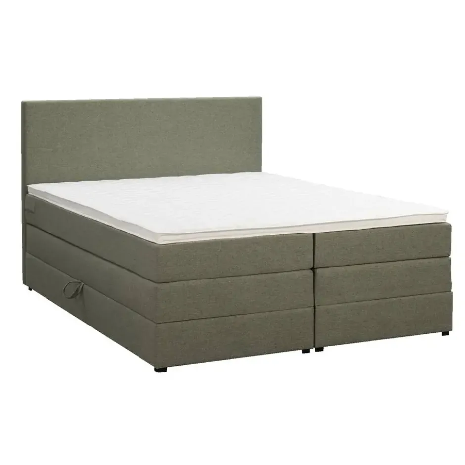 Boxspring met opbergruimte Liv egaal - groen - 140x200 cm