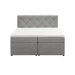 Boxspring met opbergruimte Liv geruit - lichtgrijs - 140x200 cm