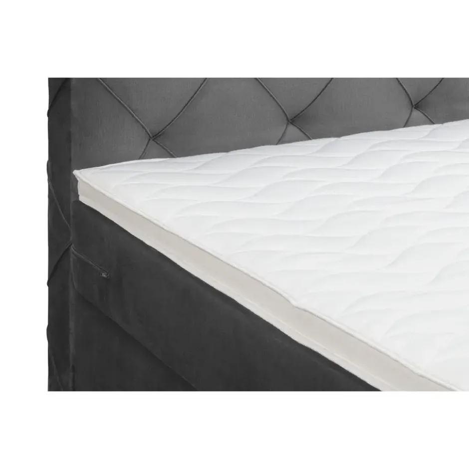 Boxspring met opbergruimte Liv geruit - grijs - 140x200 cm
