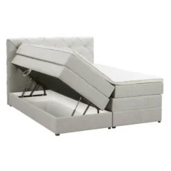 Boxspring met opbergruimte Liv geruit - ecru - 180x200 cm
