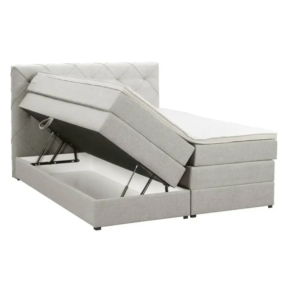 Boxspring met opbergruimte Liv geruit - ecru - 180x200 cm