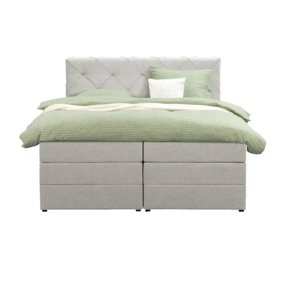 Boxspring met opbergruimte Liv geruit - ecru - 180x200 cm