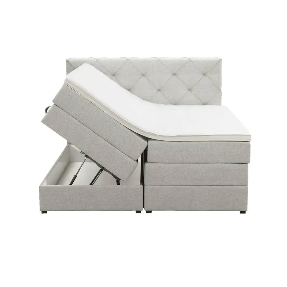 Boxspring met opbergruimte Liv geruit - ecru - 180x200 cm