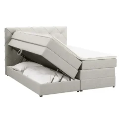 Boxspring met opbergruimte Liv geruit - ecru - 180x200 cm