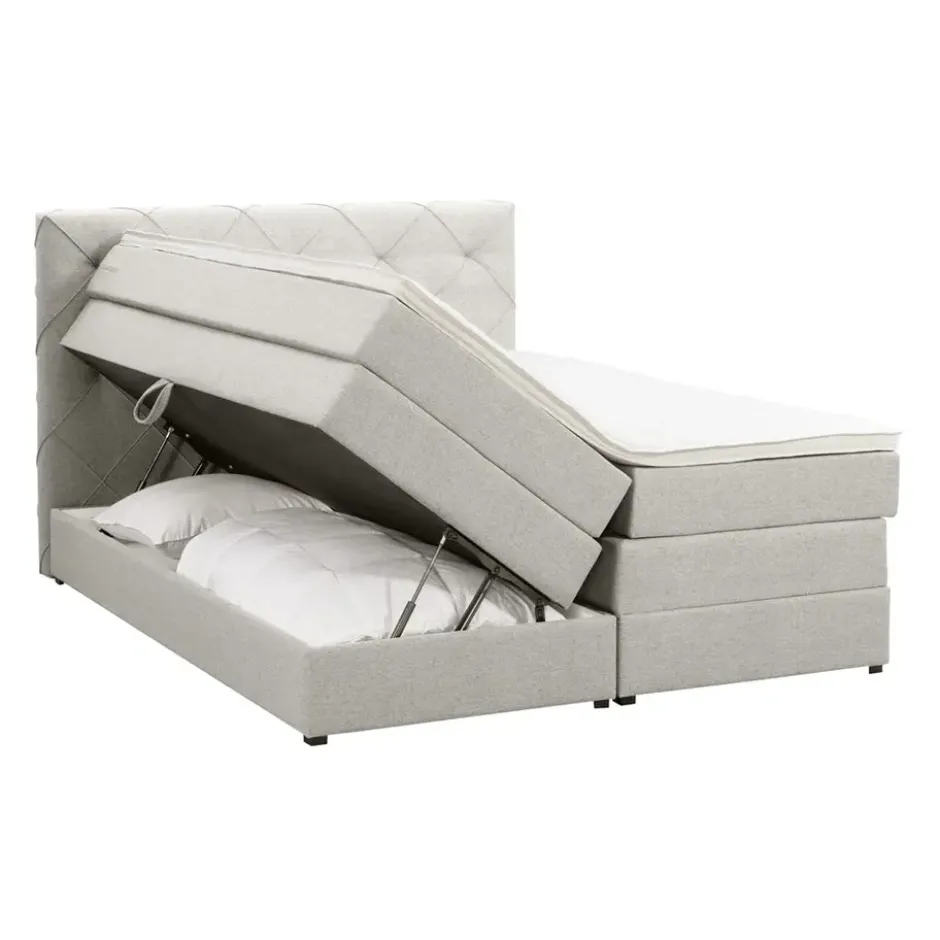 Boxspring met opbergruimte Liv geruit - ecru - 180x200 cm