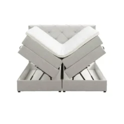 Boxspring met opbergruimte Liv geruit - ecru - 180x200 cm