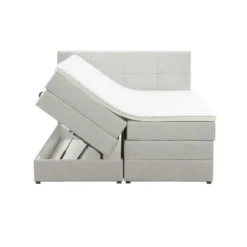 Boxspring met opbergruimte Liv geblokt - ecru - 140x200 cm