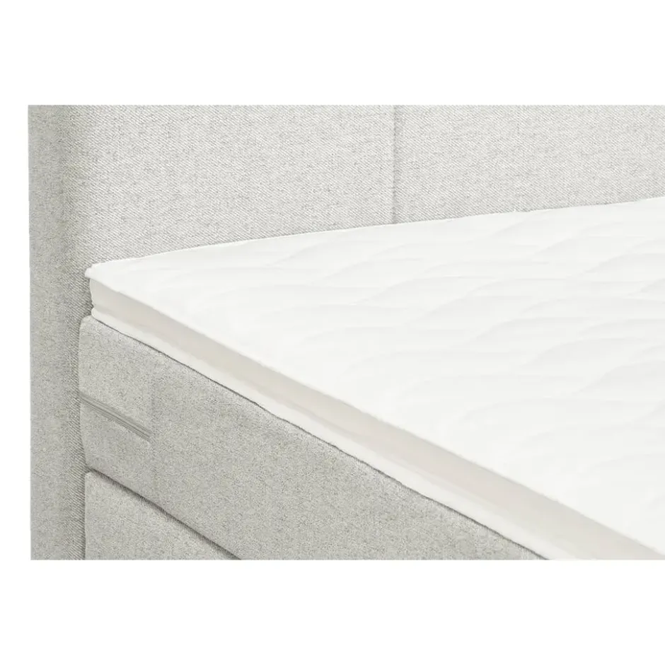 Boxspring met opbergruimte Liv geblokt - ecru - 140x200 cm