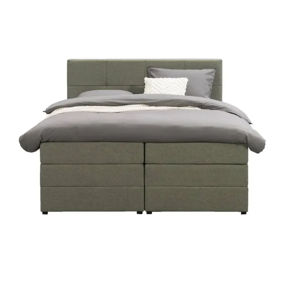 Boxspring met opbergruimte Liv geblokt - groen - 180x200 cm