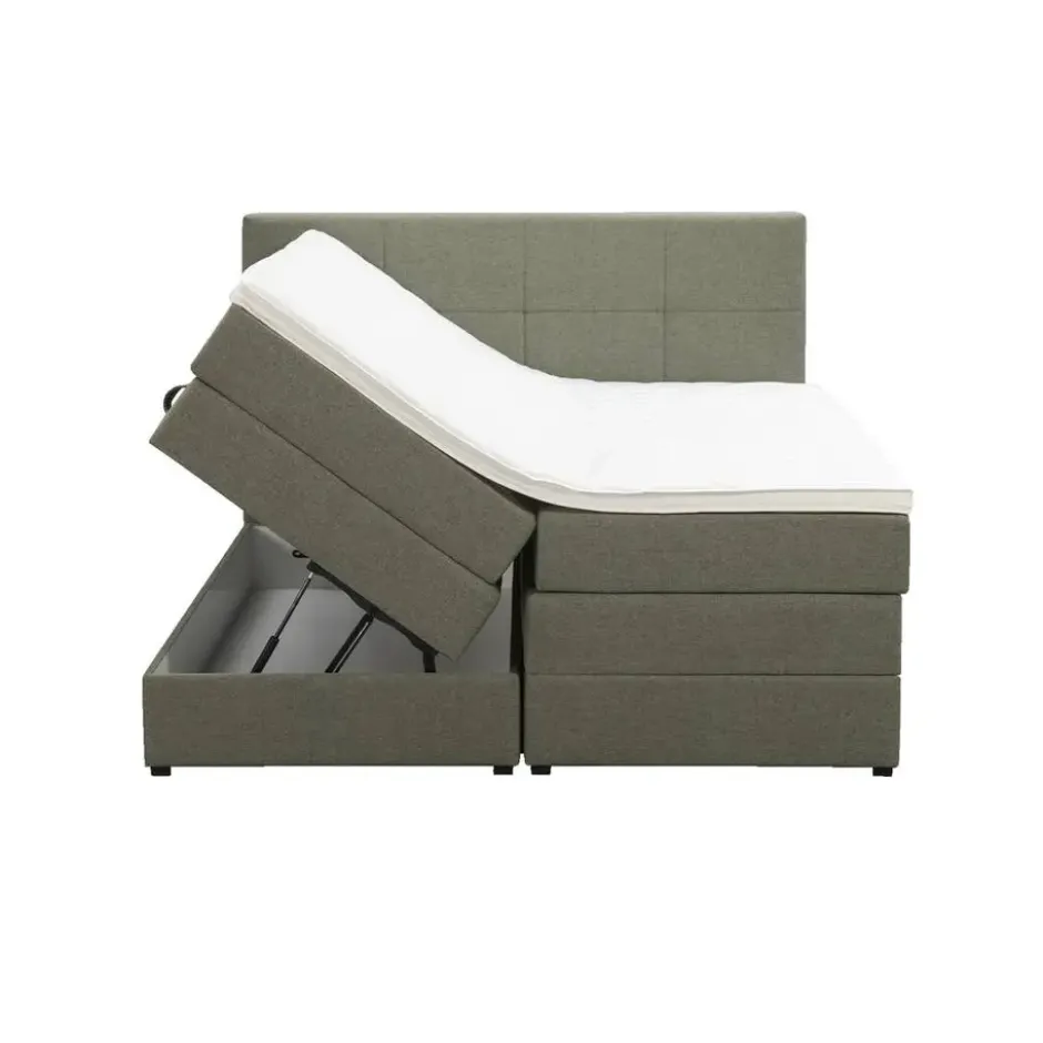 Boxspring met opbergruimte Liv geblokt - groen - 180x200 cm