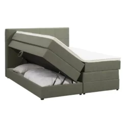 Boxspring met opbergruimte Liv geblokt - groen - 180x200 cm