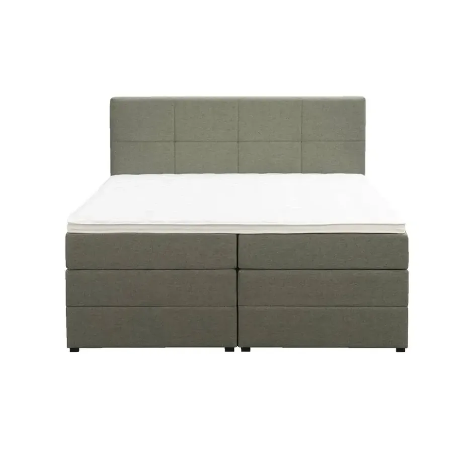 Boxspring met opbergruimte Liv geblokt - groen - 180x200 cm