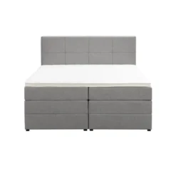 Boxspring met opbergruimte Liv geblokt - lichtgrijs - 140x200 cm