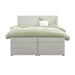 Boxspring met opbergruimte Liv geblokt - ecru - 180x200 cm