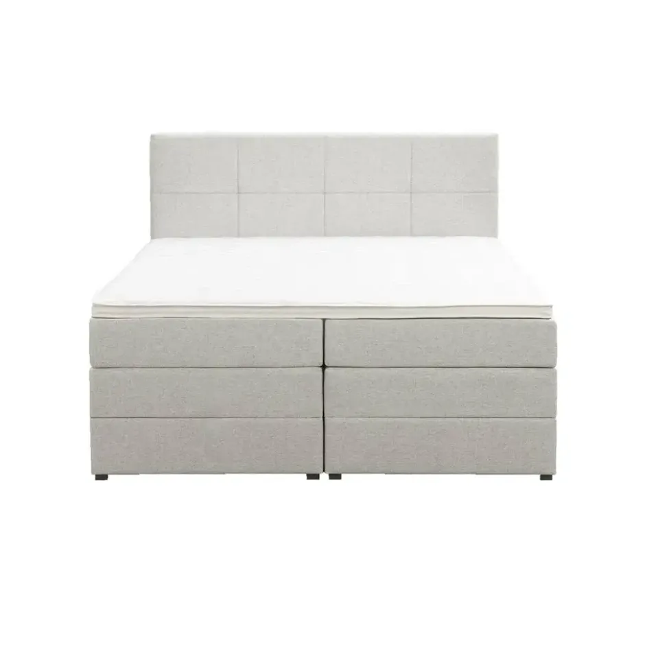 Boxspring met opbergruimte Liv geblokt - ecru - 180x200 cm