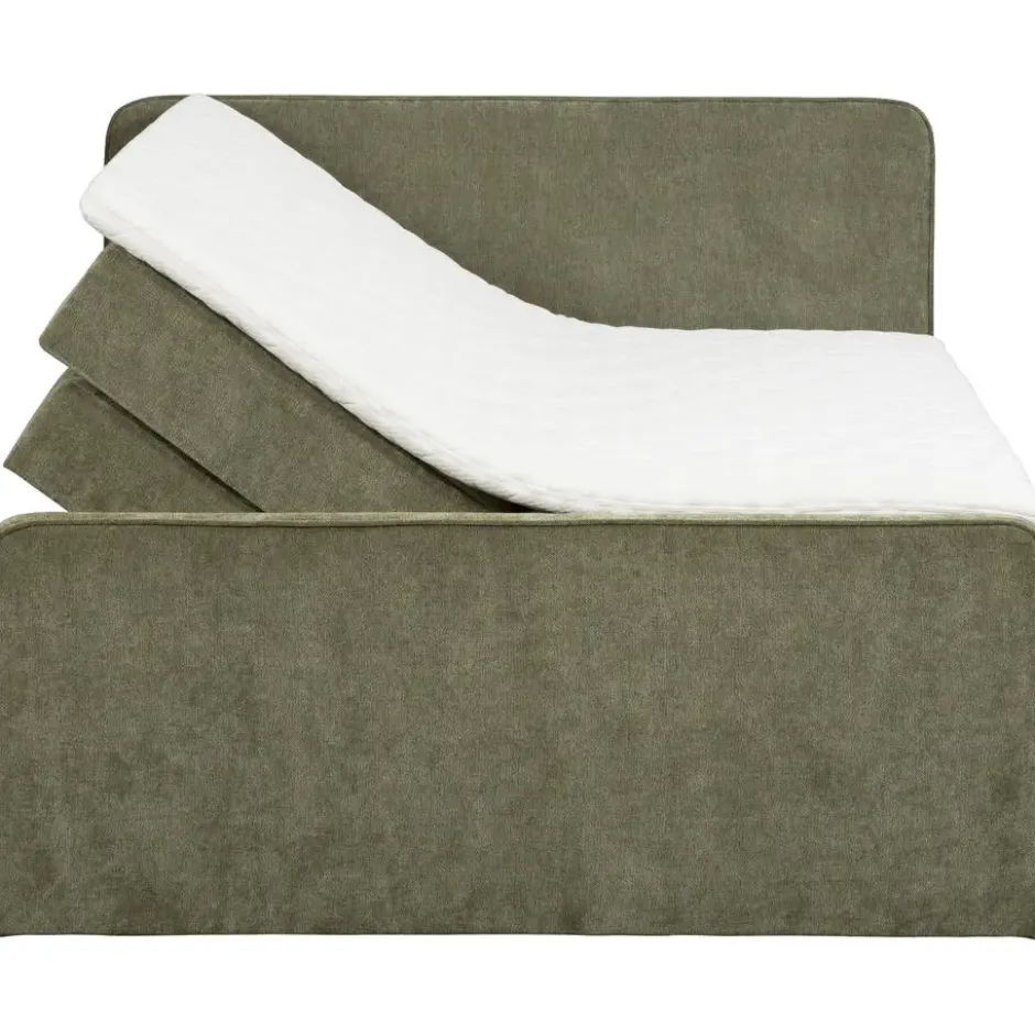 Boxspring met opbergruimte Mori - vergrijsd groen - 180x200 cm