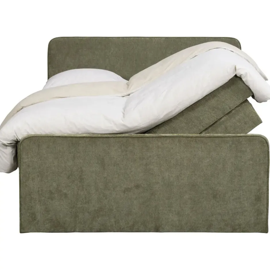 Boxspring met opbergruimte Mori - vergrijsd groen - 180x200 cm