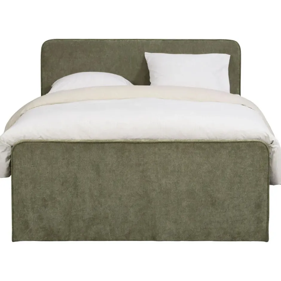 Boxspring met opbergruimte Mori - vergrijsd groen - 180x200 cm
