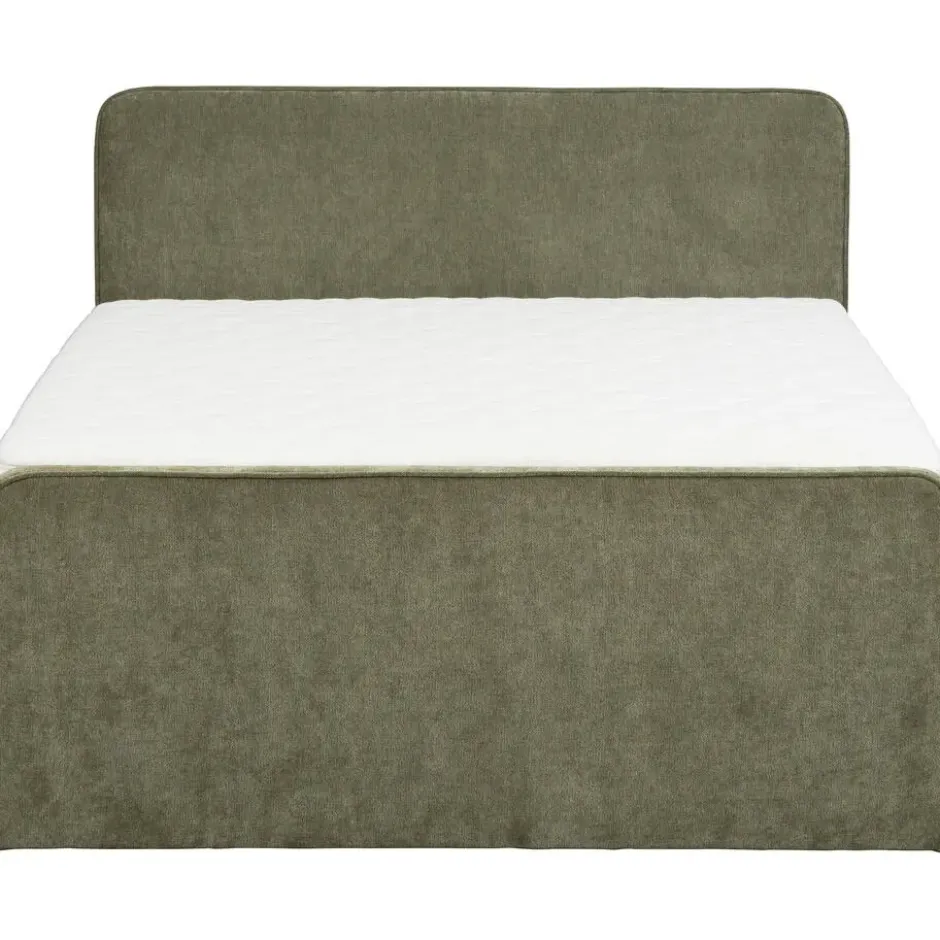 Boxspring met opbergruimte Mori - vergrijsd groen - 140x200 cm