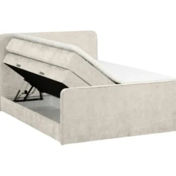 Boxspring met opbergruimte Mori - lichtgrijs - 160x200 cm
