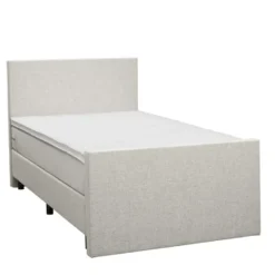 Boxspring met voetbord Liv egaal - ecru - 120x200 cm - ronde poot