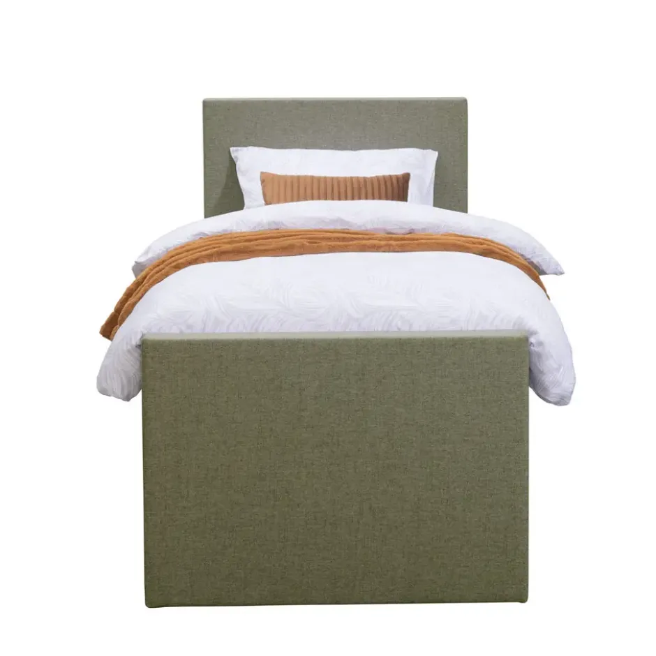 Boxspring met voetbord Liv egaal - groen - 90x200 cm - vierkante poot
