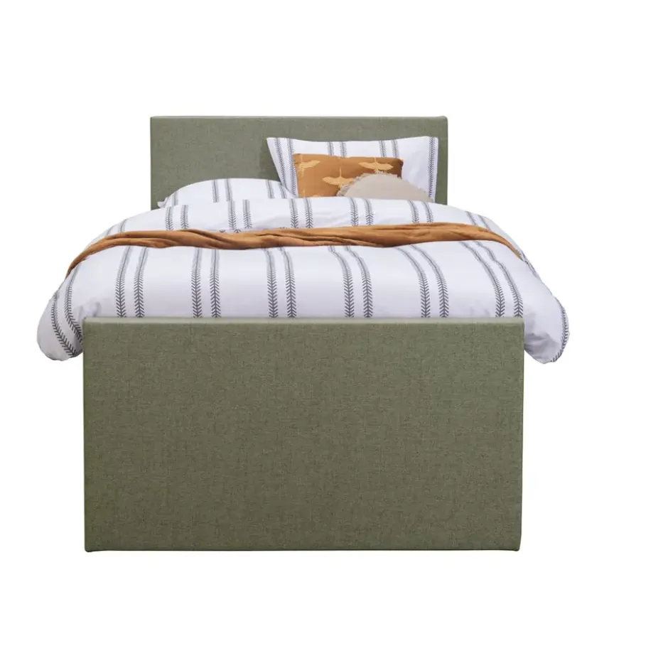Boxspring met voetbord Liv egaal - ecru - 120x200 cm - slanke poot