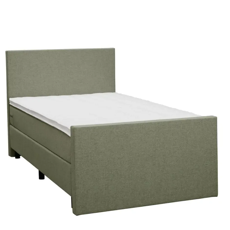 Boxspring met voetbord Liv egaal - ecru - 120x200 cm - slanke poot