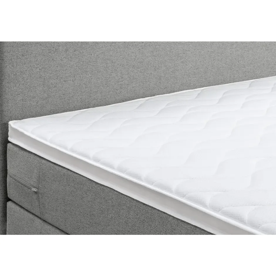 Boxspring met voetbord Liv egaal - lichtgrijs - 120x200 cm - ronde poot