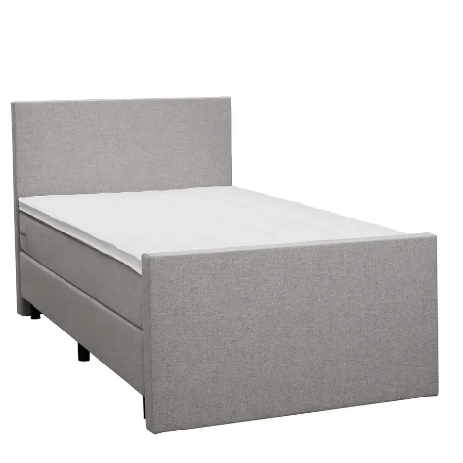 Boxspring met voetbord Liv egaal - lichtgrijs - 120x200 cm - ronde poot