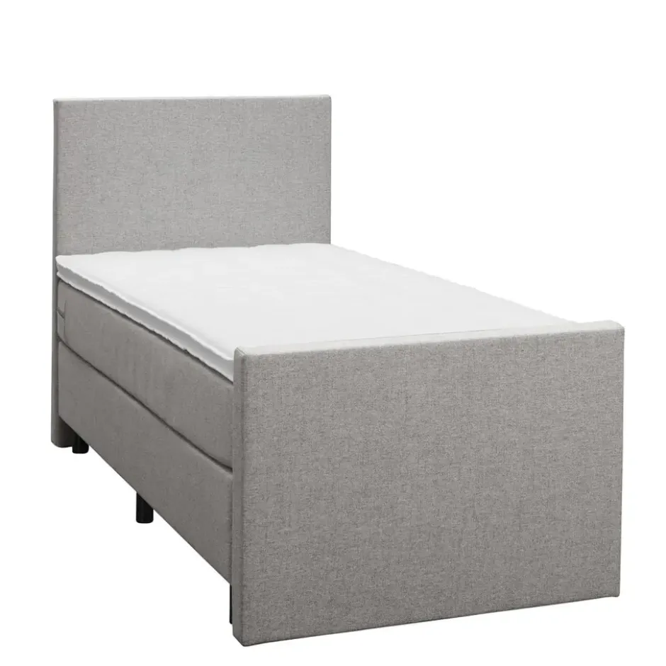 Boxspring met voetbord Liv egaal - lichtgrijs - 90x200 cm - ronde poot