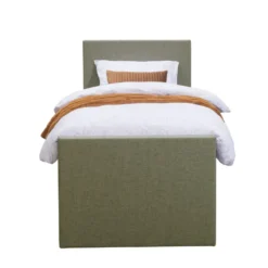 Boxspring met voetbord Liv egaal - groen - 90x200 cm - ronde poot