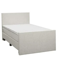 Boxspring met voetbord Liv egaal - ecru - 120x200 cm - vierkante poot