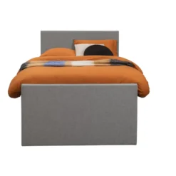 Boxspring met voetbord Liv egaal - lichtgrijs - 120x200 cm - vierkante poot