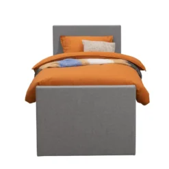 Boxspring met voetbord Liv egaal - lichtgrijs - 90x200 cm - slanke poot