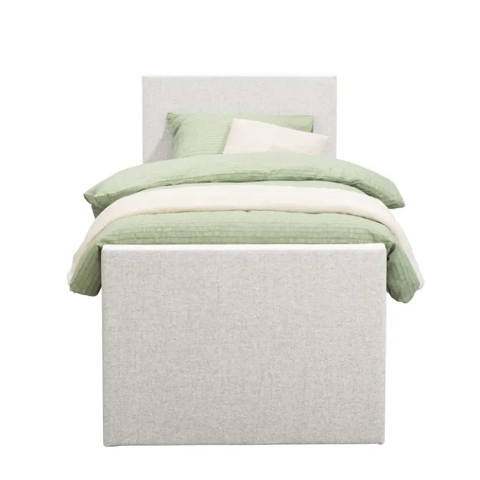 Boxspring met voetbord Liv egaal - ecru - 90x200 cm - ronde poot
