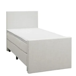 Boxspring met voetbord Liv egaal - ecru - 90x200 cm - ronde poot