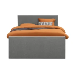 Boxspring met voetbord Liv egaal - lichtgrijs - 160x200 cm - ronde poot